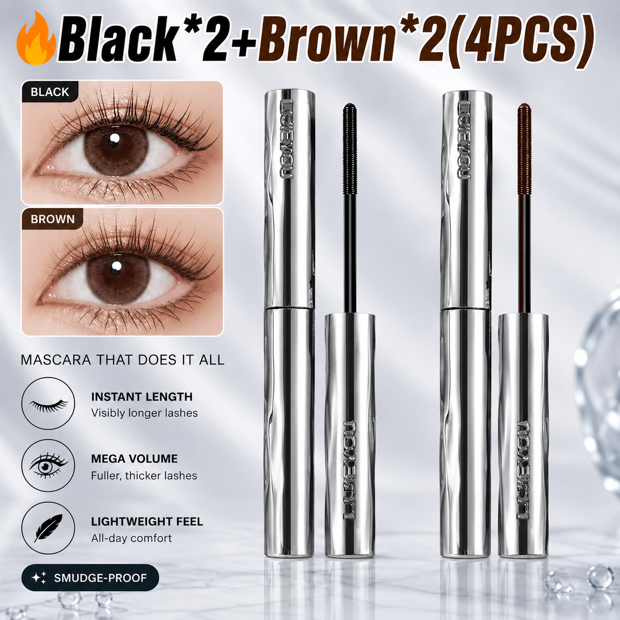 Volumizing Lengthening Smudge-Proof Mascara with Nourishing Formula👁️✨(Buy 1 Get 1 Free)