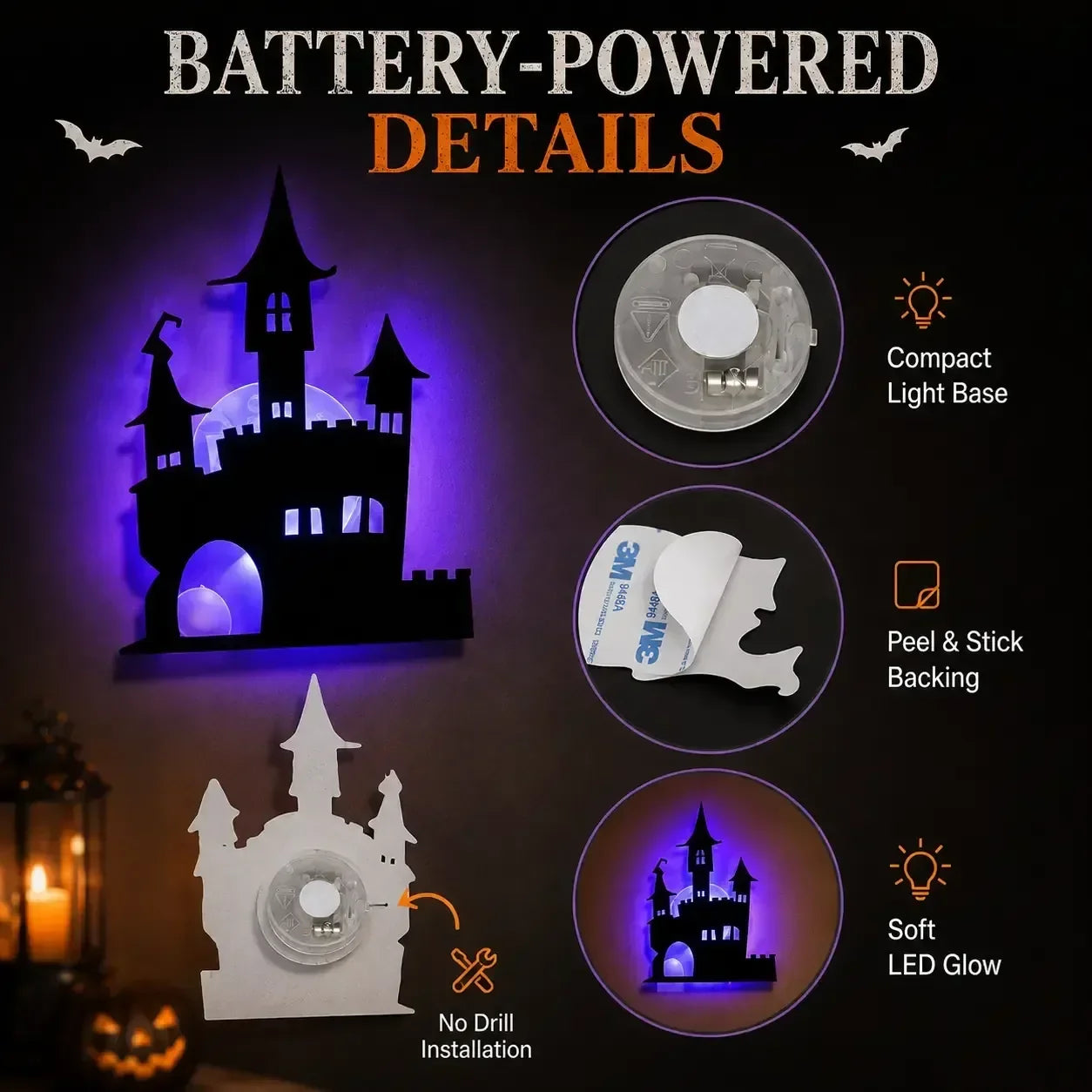 Halloween LED Silhouette Wall Light Stickers